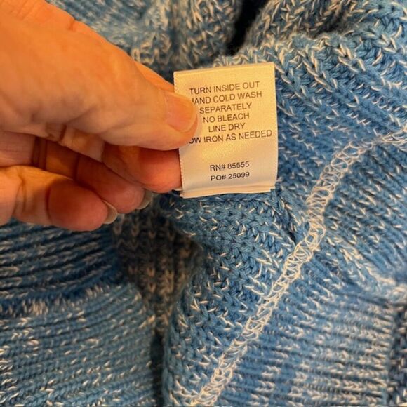 Pistola Distressed Gradient Blue Ombre Surge Stitched Sweater Cotton Size Medium - Picture 7 of 11